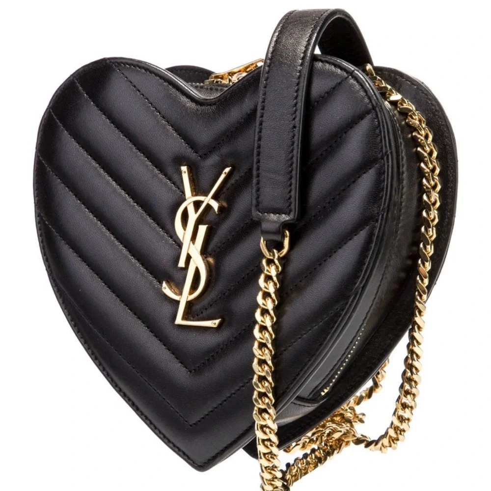 RARE Yves Saint Laurent YSL Love heart Chevron quilted leather crossbody bag